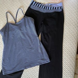 Lululemon set of yoga pants w matching striped top
